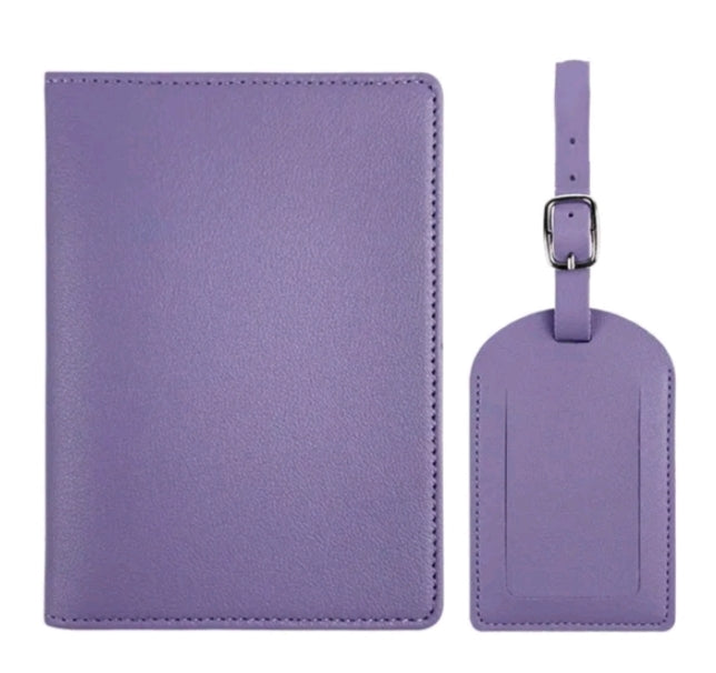 Free Custom Name Passport Cover and Luggage Tag (Violet)