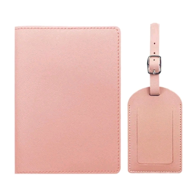 Free Custom Name Passport Cover and Luggage Tag (Pink)