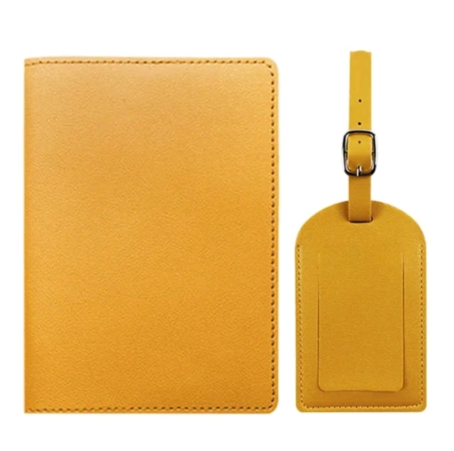 Free Custom Name Passport Cover and Luggage Tag (Yellow)