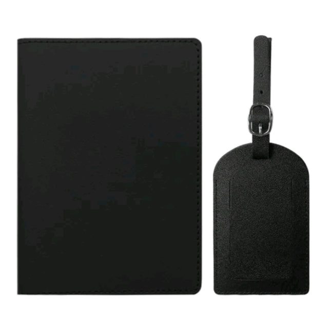 Free Custom Name Passport Cover and Luggage Tag (Black)