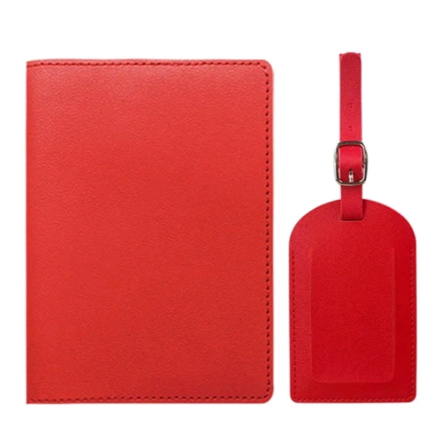 Free Custom Name Passport Cover and Luggage Tag (Red)