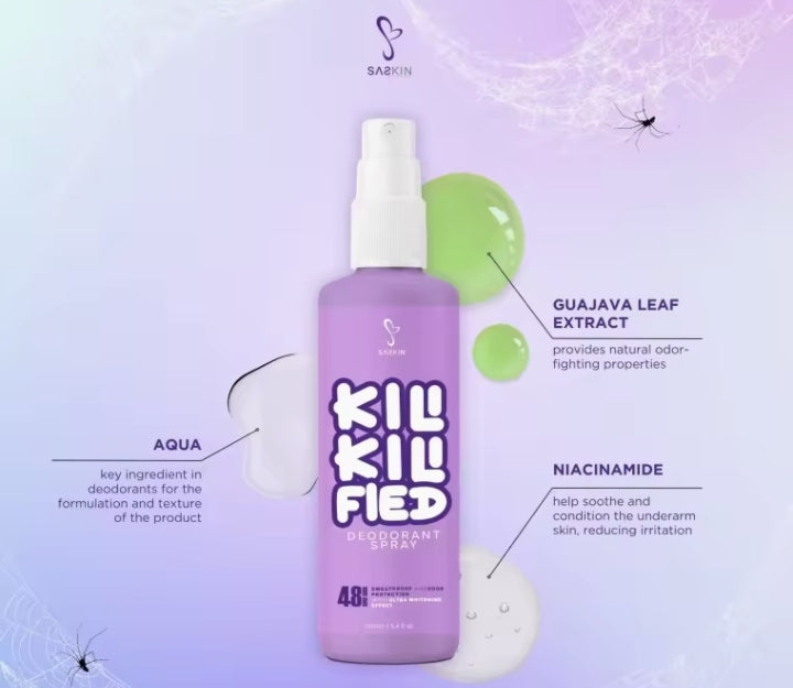 Saskin Kili Kili Fied Whitening Deo Spray 60ml and cream