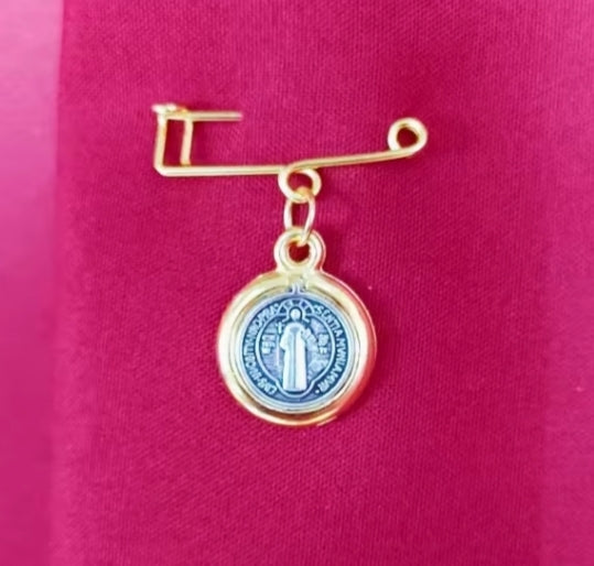 Original Anti-usog St. Benedict Miraculous Medal Amulet Babies Pin and for adults too for protection for Anti-usog anti-Balis etc. for against evil 1.3cm wide