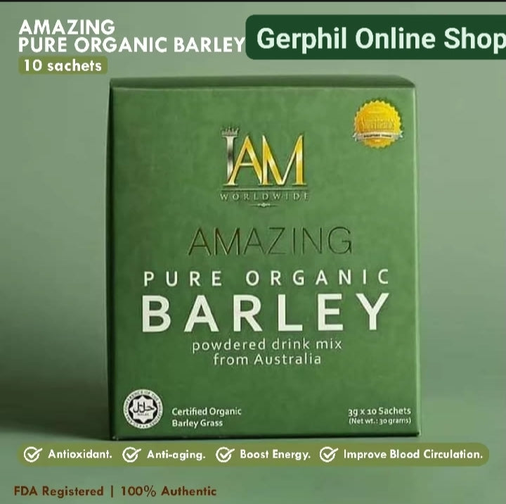 IAM Worldwide Amazing Pure Organic Barley 10 Sachets | I AM Barley Maritoni Fernandez Barley Health Optimum Wellness