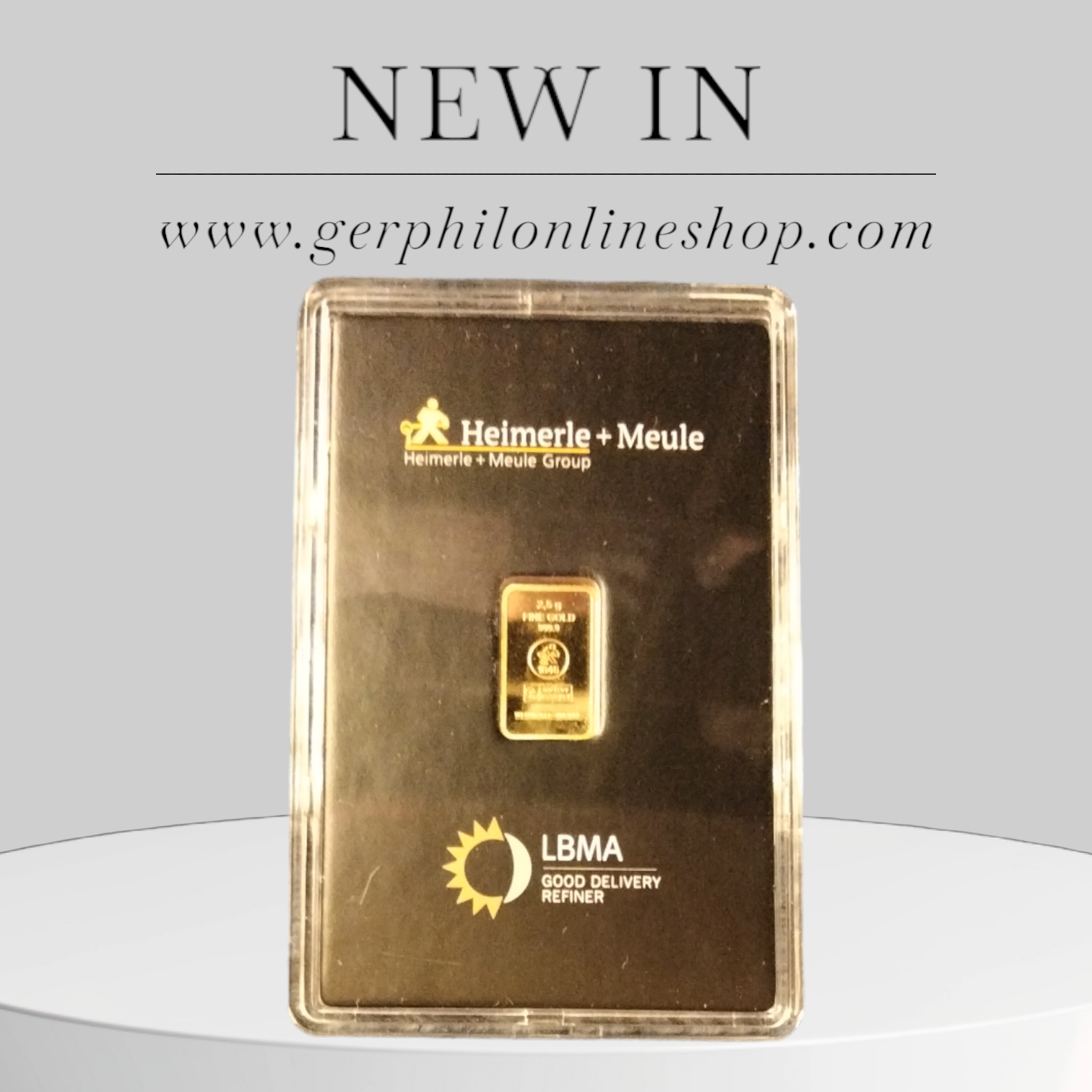 2.5g gold bar minted by Heimerle + Meule